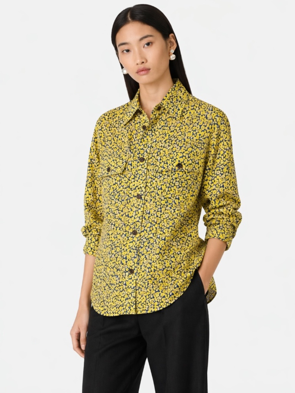 Escada Margaretha Ley Floral Blouse Button Down Designer Luxury Women Size 6 - Picture 3 of 10